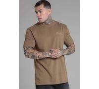 SikSilk Men's Relaxed Fit T-Shirt Tee Brown
