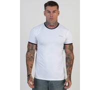 SikSilk Men's Ringer T-Shirt in White | Size: Medium SikSilk White M