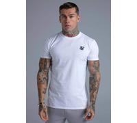 SikSilk Men's Short Sleeved Crew Neck Muscle Fit Essentials T-Shirt Tee White