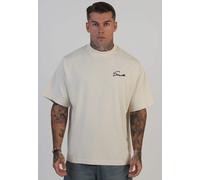 SikSilk Men's Short Sleeved Crew Neck Signature T-Shirt Tee Ecru