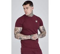 SikSilk Men's Short Sleeved Muscle Fit Crew Neck Essentials T-Shirt Tee Burgundy
