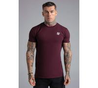 SikSilk Men's Short Sleeved Muscle Fit Crew Neck Essentials T-Shirt Tee Burgundy