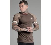 SikSilk Men's Short Sleeved Muscle Fit Crew Neck Tournament T-Shirt Tee Brown