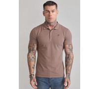 SikSilk Men's Short Sleeved Muscle Fit Polo T-Shirt Light Brown