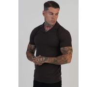 SikSilk Men's Short Sleeved Muscle Fit Revere Polo T-Shirt Tee Brown