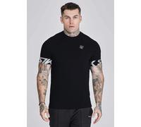 SikSilk Men's Short Sleeved Muscle Fit Tech T-Shirt Tee Black