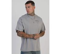 SikSilk Men's Short Sleeved Oversized Fit Crew Neck Graphic T-Shirt Tee Grey