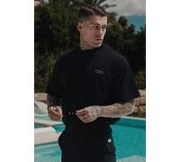 SikSilk Men's Short Sleeved Oversized Fit Graphic T-Shirt Tee Black