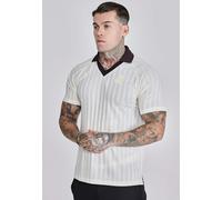 SikSilk Men's Short Sleeved Regular Fit Fine Knit Polo T-Shirt Tee Ecru