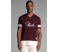 SikSilk Men's Short Sleeved Relaxed Fit Football T-Shirt Tee Burgundy