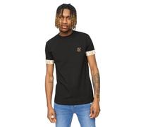 SikSilk Mens Tech Logo Branded Sleeve T-Shirt - Black - S - Black - 100% Mixed