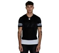 SikSilk Mens V Neck Slim Short-Sleeved T-Shirt - Black - S - Black - 100% Polyester
