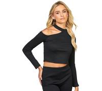 SikSilk Womens/Ladies Ribbed Long-Sleeved Top - Black - 4 UK - Black - 96% Polyester/4% Elastane