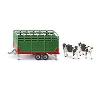 siku 2875, Livestock Trailer with 2 Holstein Cows, 1:32, Metal,Plastic, Green, Multifunction