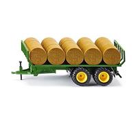Siku Round Bale Trailer 2891 (3132891) – 1:32 Metal/Plastic, Green, incl. 15 Round Bales