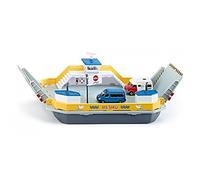Siku Car Ferry 1750 – 1:50 Metal/Plastic Toy Ferry, Includes 2 Cars, Floatable, Yellow/Grey