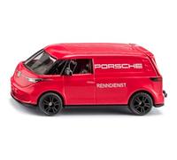 SIKU 1121 VW ID Buzz Cargo Porsche Renndienst Hatchback Trailer Hitch Metal Body Red Motor Sport Vehicle for Children