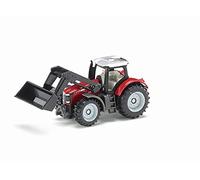siku 1484, Massey-Ferguson with Front Loader, Metal,Plastic, Red,Black, Movable front loader