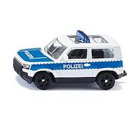 siku 1569, German Federal Police Land Rover Defender, Toy Police Car, Metal,Plastic, Silver,Blue, Rubberised Tyres, Sports Tyres, Blue Light Bar, Trailer Coupling