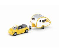siku 1629, Car with Trailer Caravan, Metal,Plastic, Yellow,Silver, Detachable caravan