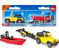 siku 1658, Jeep with Boat, Metal,Plastic, Yellow,Red, Removable trailer, Floatable boat