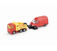 siku 1667, Breakdown Truck with Car, Metal/Plastic, Red/Yellow, Lift (US IMPORT)