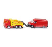 siku 1667, Breakdown Truck with Car, Metal,Plastic, Red,Yellow, Liftable and lowerable towing device