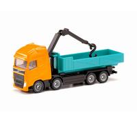 siku 1683, Volvo Roll-off Tipper with Crane, Metal/Plastic, Orange/Turquoise, Ro