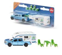 siku 1693, Ford F150 Pick-Up Camper, Metal,Plastic, Blue,White, Chairs, stool and table, Extendable awning