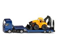 Siku 1761 MAN Truck with Low Loader and Backhoe Loader, 1:87, Blue/Yellow | Metal/plastic, toy set, detachable low loader, movable excavator arms, VIP shuttle