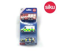 Siku 1819 Emergency Vehicles Set 3pc Dicast Fire Engine Ambulance Police Car UK