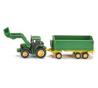 siku 1843, John Deere with Front Loader and Trailer, 1:87, Metal/Pla (US IMPORT)