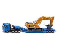 siku 1847, Heavy Load Transporter with Low-Bed Semi-Trailer, 1:87, Metal,Plastic, Blue,Yellow, Detachable semi-trailer