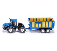 siku 1947, New Holland Tractor with Silage Trailer, 1:50; Metal,Plastic, Blue, Multifunctional