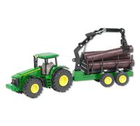 siku 1954, John Deere Tractor with Forestry Trailer, 1:50, Metal/Pla (US IMPORT)