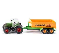 siku 1989, Fendt with Hooklift Trailer and Carriage, 1:50, Metal,Plastic, Green, Fully functional skip trailer