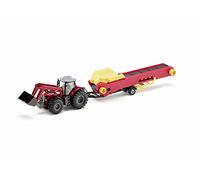 siku 1996, Massey Ferguson Tractor with Conveyor Belt, 1:50, Metal,Plastic, Red,Blue, Incl. front loader, Compatible with siku models at the same scale