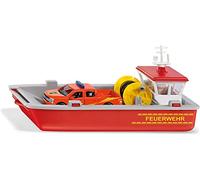 siku 2117, Fire Brigade Workboat, 1:50, Metal,Plastic, Red,Yellow, Incl. Ford F150 Pick-Up and Sticker Sheet