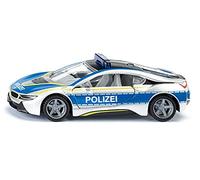 siku 2303, BMW i8 Police Car, Metal,Plastic, 1:50, Blue,Silver, Opening gull-wing doors, Changeable wheels, Rubberised tyres