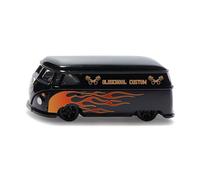 siku 2363, VW T1 Transporter Custom, 1:50, Toy Car, Metal/Plastic, Black/Orange, Tow Hitch, Elaborate Printing, Opening Doors