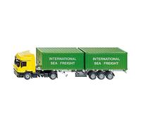 siku 3921, Lorry with Container, 1:50, Metal,Plastic, Yellow,Green, Incl. 2 Container, Adjustable trailer length