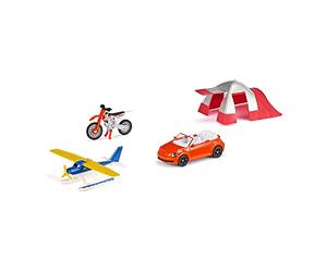 siku 6325, Recreation Set, In onvertible, Motocross Bike, Seaplane and Tent, Metal,Plastic, Multicolour