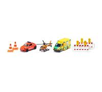 siku 6332, Rescue Gift Set, VW Beetle Emergency Ambulance, Mercedes ambulance, Helicopter, Toy set, Plastic/metal, Multicolour, Incl. 2 beacons and 2 pylons