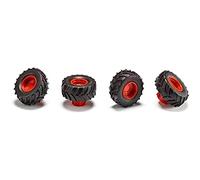 siku 6715 Additional wheels for Claas Xerion, 1:32, For SIKU CONTROL Claas Xerion 6791 and 6794 toy tractors, Ideal as twin tyres, Plastic, Black,Red