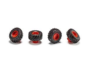 siku 6715 Additional wheels for Claas Xerion, 1:32, For SIKU CONTROL Claas Xerion 6791 and 6794 toy tractors, Ideal as twin tyres, Plastic, Black,Red