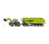 Siku Claas Axion 850 with Loader, Dolly and Fliegl Tipping Trailer - Scale 1/50