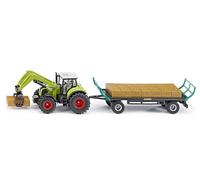 Siku Claas Tractor with Square Bale Grab and Bale Trailer - 1/50 Scale