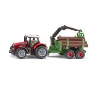 Siku Massey Ferguson with Forestry Trailer Diecast Model - 1:87 Scale