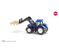 siku 1544, New Holland Tractor with Pallet Fork and Pallet, Metal,Plastic, Blue, Toy Tractor for Children, Movable Front Loader