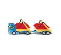 siku 1695, Truck with Skip and Trailer, Toy Truck, Metal/Plastic, Multicolour, With Container and Moveable Skip